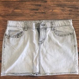J Crew Distressed Gray Denim Skirt